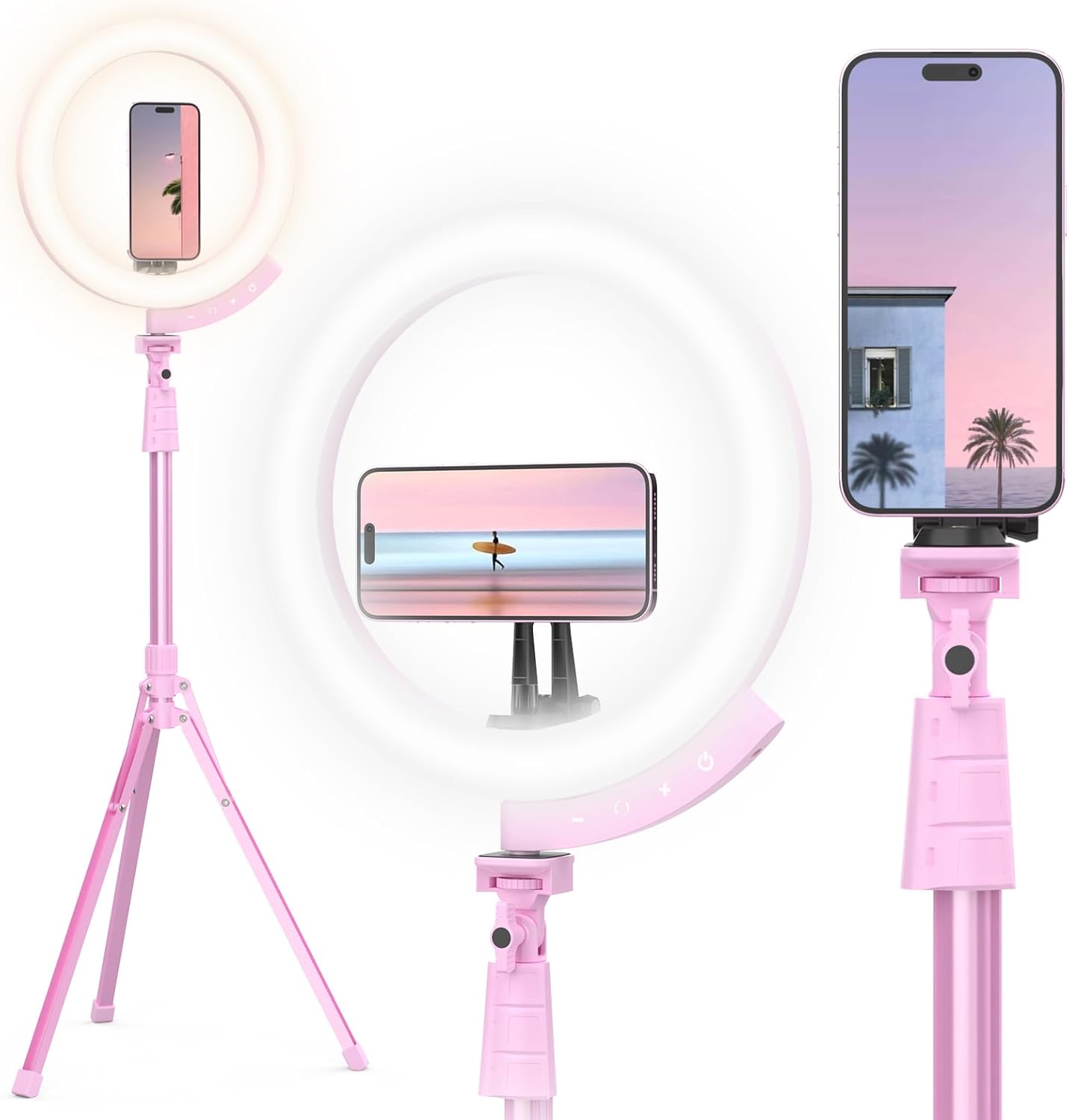 UBeesize 12'' Selfie Ring Light with 62’’ Tripod Stand for Video Recording, Live Streaming - Image 2