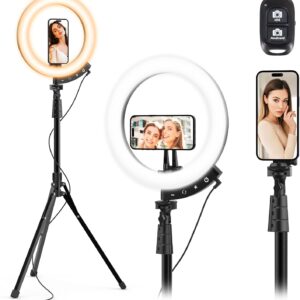 UBeesize 12'' Selfie Ring Light with 62’’ Tripod Stand for Video Recording, Live Streaming