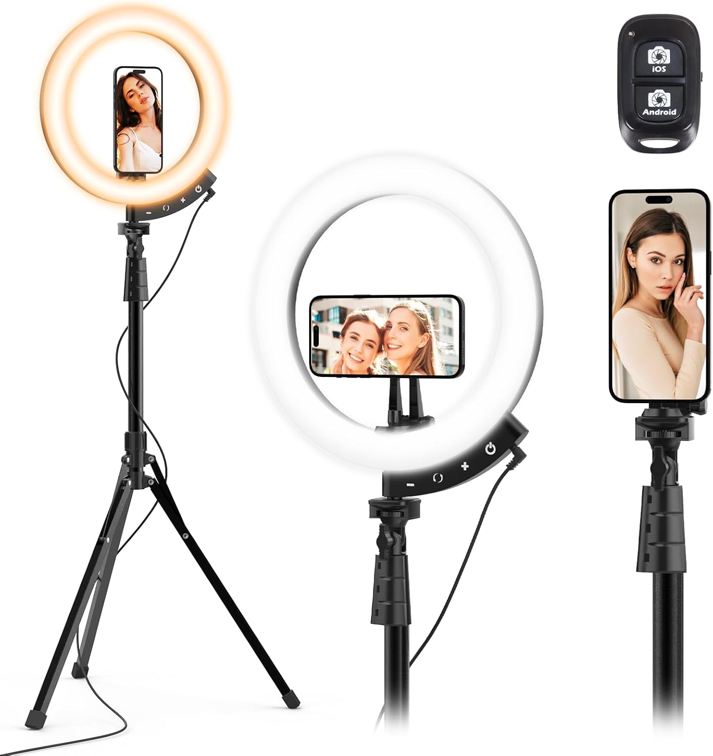 UBeesize 12'' Selfie Ring Light with 62’’ Tripod Stand for Video Recording, Live Streaming