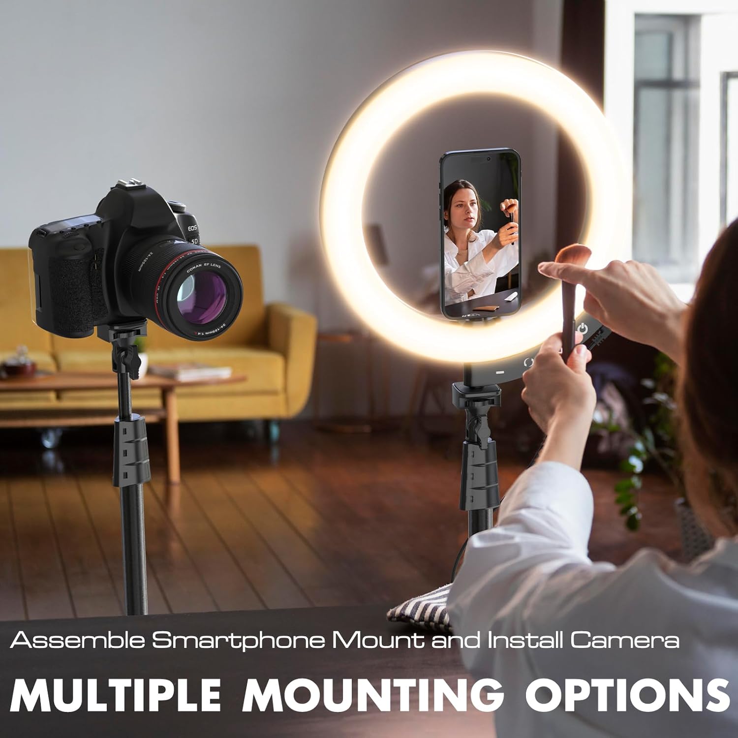 UBeesize 12'' Selfie Ring Light with 62’’ Tripod Stand for Video Recording, Live Streaming - Image 8