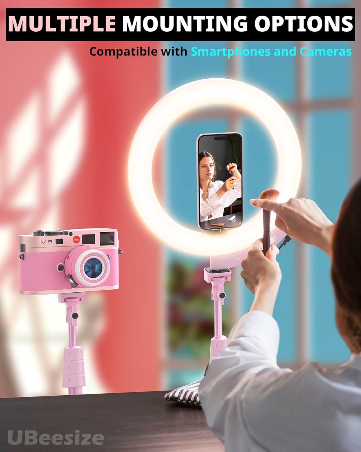 UBeesize 12'' Selfie Ring Light with 62’’ Tripod Stand for Video Recording, Live Streaming - Image 10